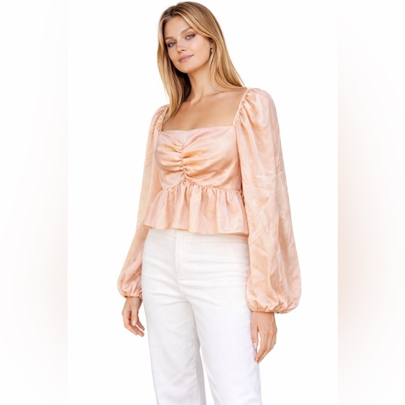 English Factory Tops - English Factory Blush Long Sleeve Blouse. Size Medium